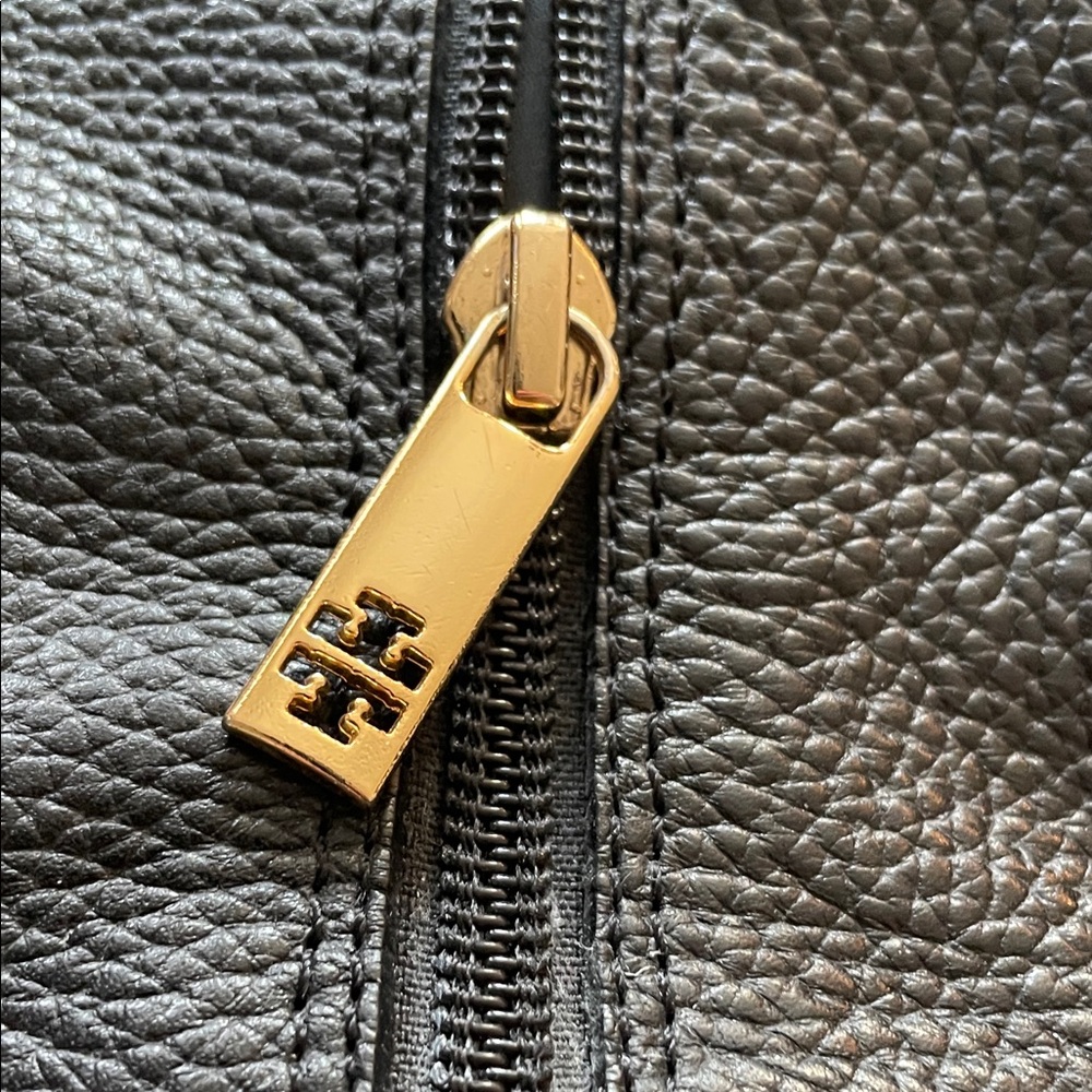 Tory Burch Black Leather Julian Riding Boots with Gold Buckle - Picture 9 of 14